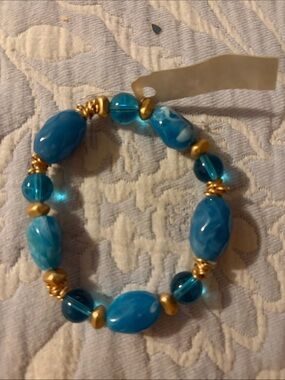 Studio Barse Turquoise & Gold Beaded Stretch Bracelet